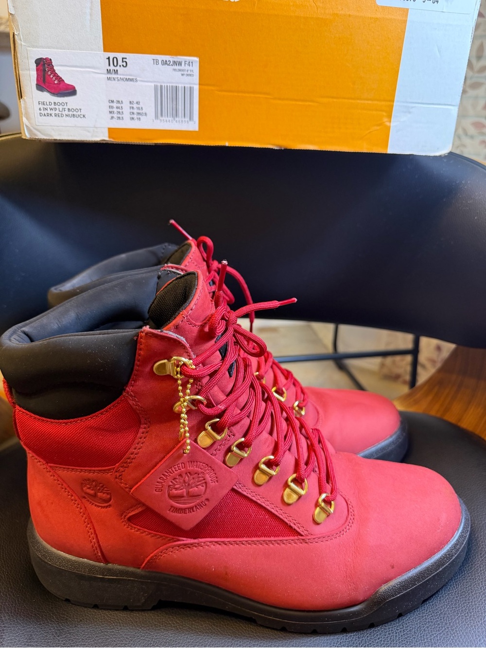Timberland Field Boot 6 Inch Water Proof Dark Red Nubuck Mns Sz 10.5